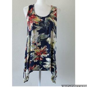 Weston Wear Women's floral Blouse tunic Top Sleeveless Tie in back boho  size M